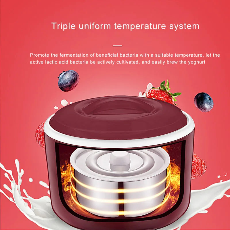 1.0L Yogurt Maker Mini Automatic Yogurt Machine Household DIY Yogurt Tools Kitchen Rice Wine Natto Machine Stainless Steel Liner
