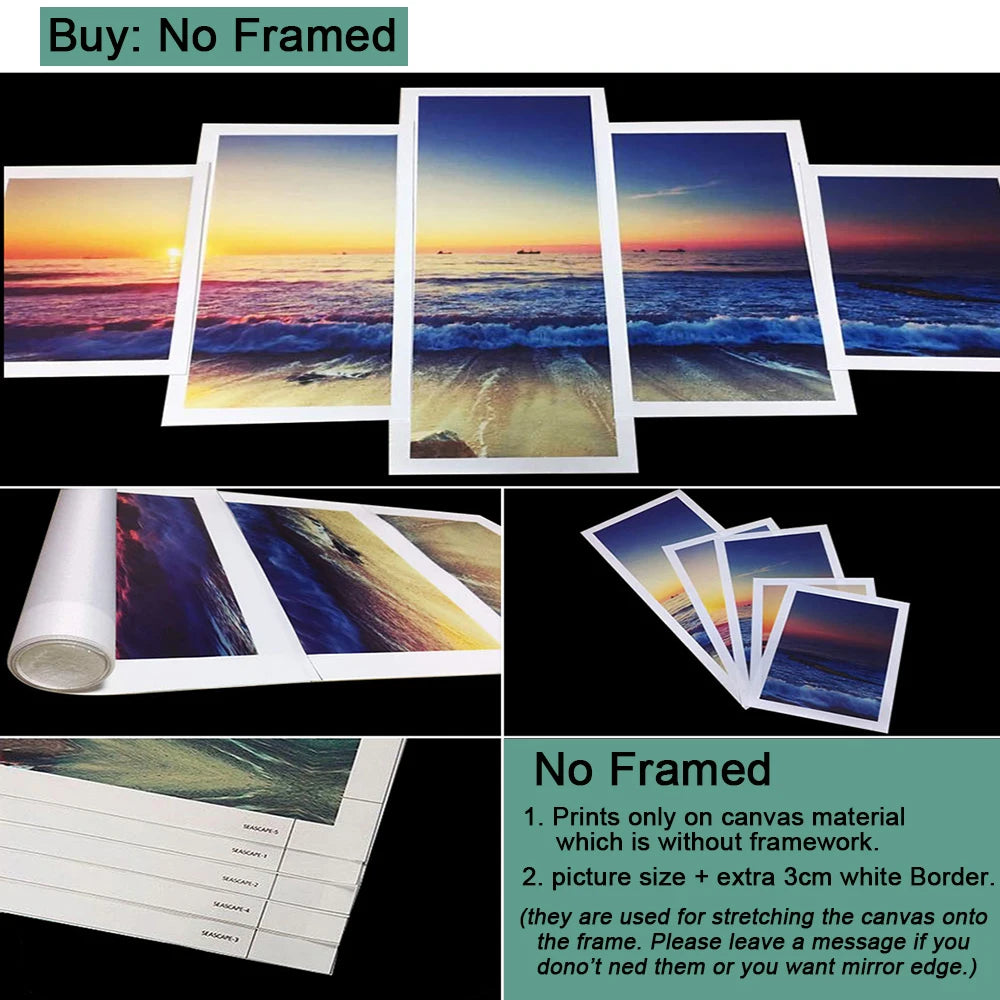 Nature River Deer Sunset Scenery Wall Art Canvas Set Modular Landscape Painting Canvas Picture for Living Room Decor Wall Postes