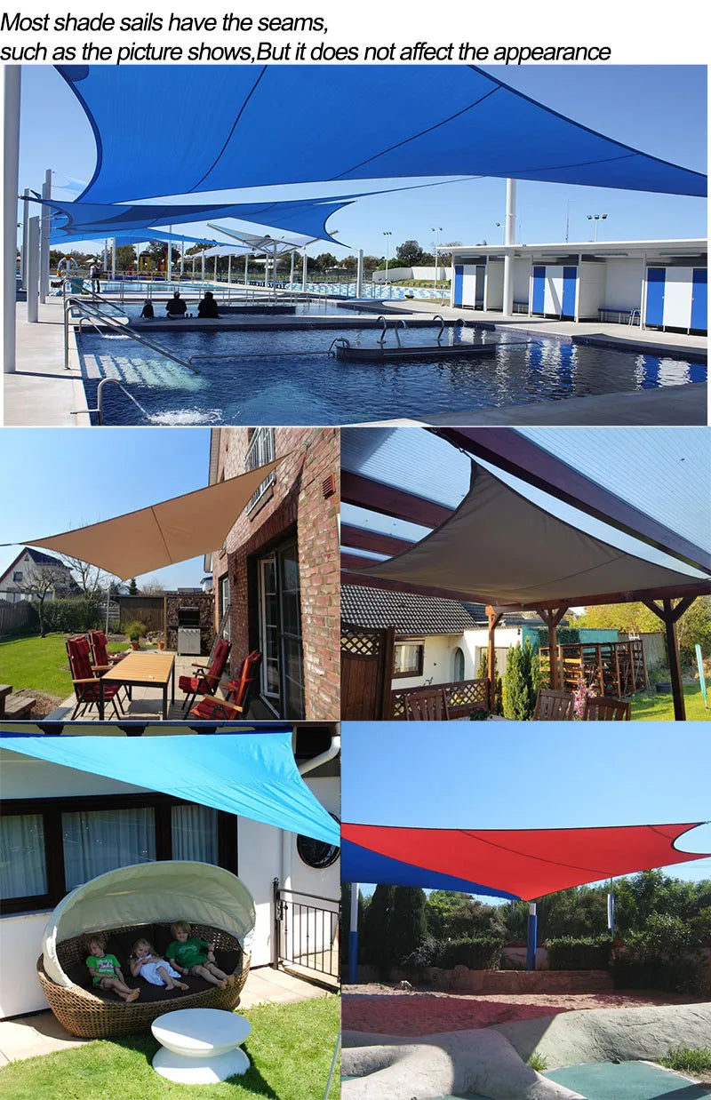 Black All size Waterproof Sun Shade Sail Square Rectangle Garden Terrace Canopy Pool Shade Triangle Camp Hiking Yard Awning
