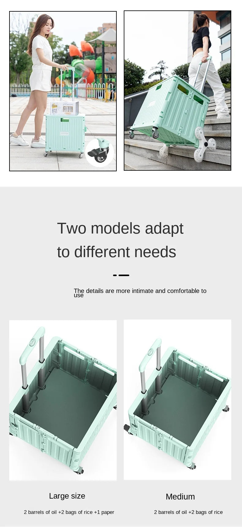 Supermarket Portable Folding Shopping Cart Grocery Shopping Cart 360 Degree Universal Wheel Plastic Trolley Cart Trolley