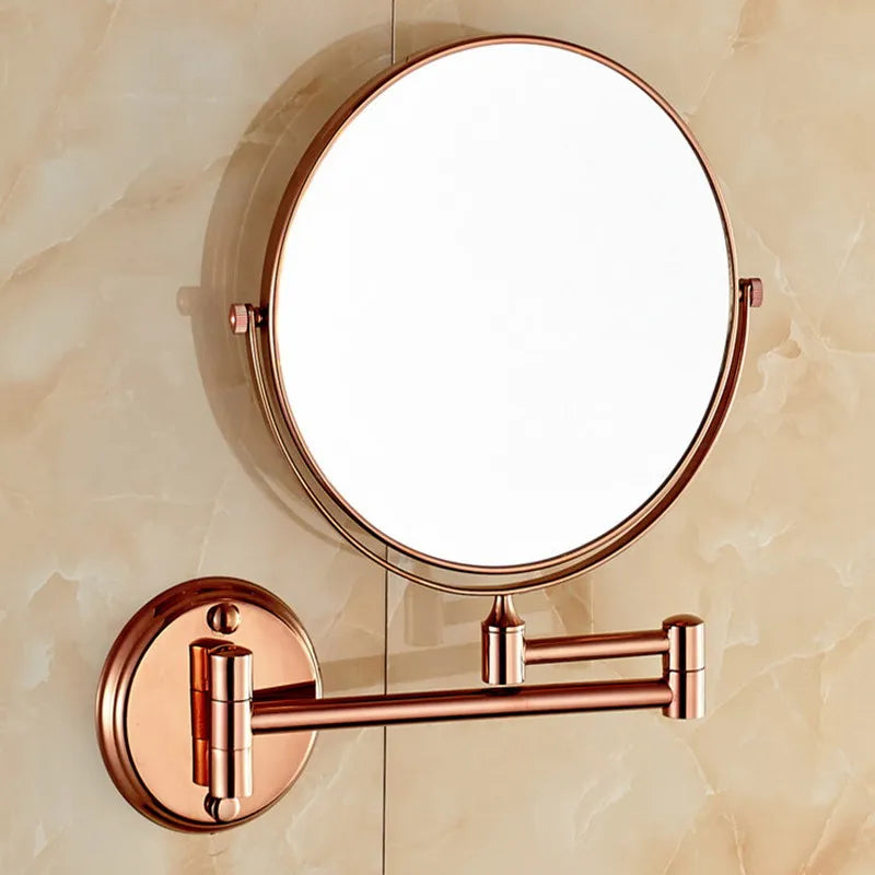Luxury Rose Gold Extendable 8 inch 3X Magnifying Bathroom Mirror 360 Degree Double Sided Wall Mounted Makeup Mirror
