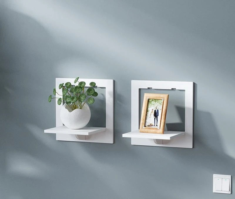 Wall shelf free punching wall-mounted TV background wall hanger bedroom balcony bedside wall creative flower pot stand