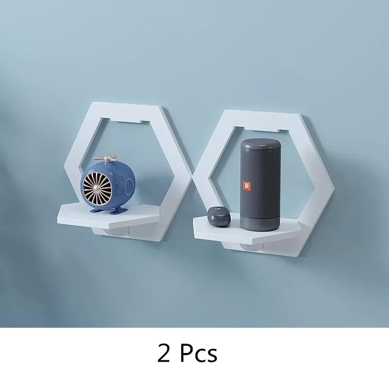 Wall shelf free punching wall-mounted TV background wall hanger bedroom balcony bedside wall creative flower pot stand