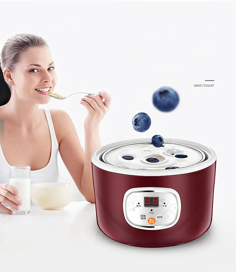 1.0L Yogurt Maker Mini Automatic Yogurt Machine Household DIY Yogurt Tools Kitchen Rice Wine Natto Machine Stainless Steel Liner