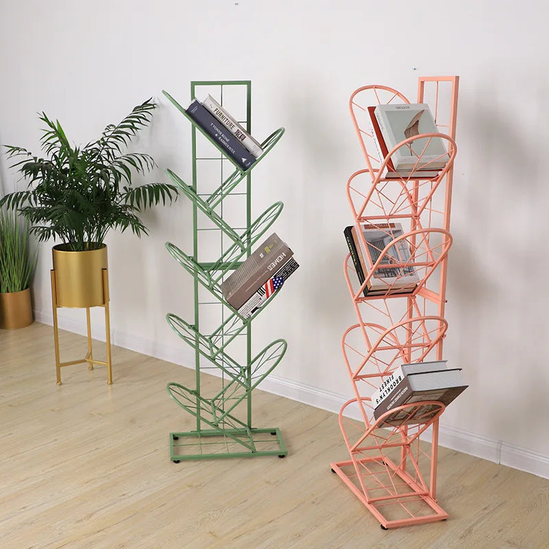 JOYLIVE 2021 New Creative Tree-shaped Iron Grid Bookshelf Storage Rack For Library Book Store Office Working Study Books Display