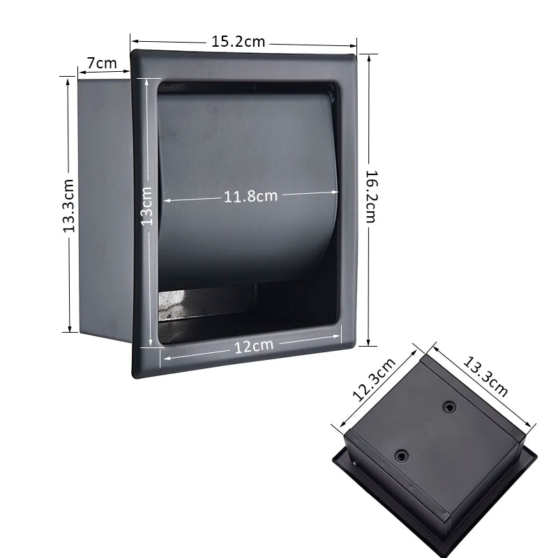 Bathroom Toilet Paper Holder 304 Stainless Steel Waterproof Roll Paper Box Black Tissue Box Holder Bathroom Hardware Accessories