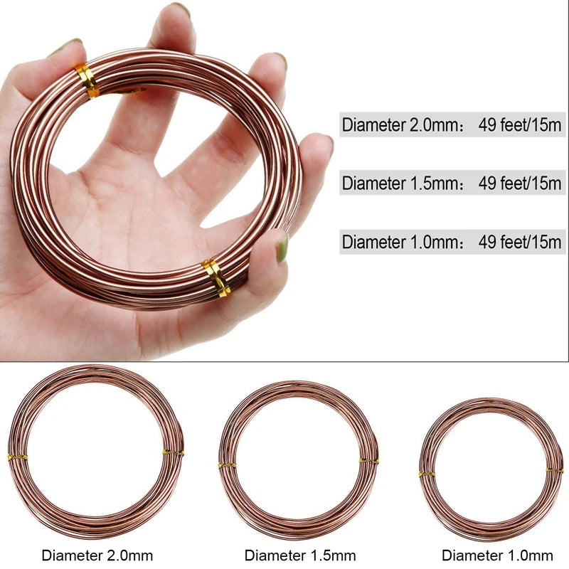 Hot Sale 9 Rolls Bonsai Wires Anodized Aluminum Bonsai Training Wire with 3 Sizes (1.0 Mm,1.5 Mm,2.0 Mm),Total 147 Feet