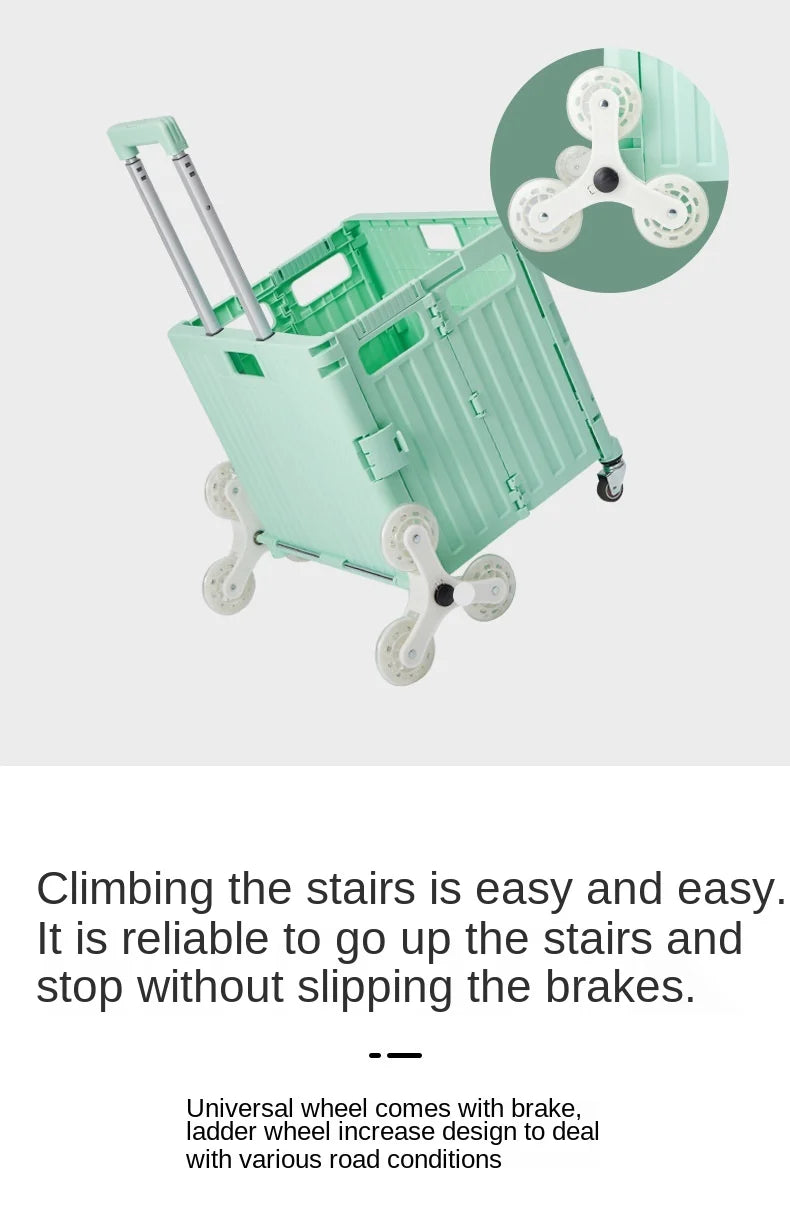 Supermarket Portable Folding Shopping Cart Grocery Shopping Cart 360 Degree Universal Wheel Plastic Trolley Cart Trolley