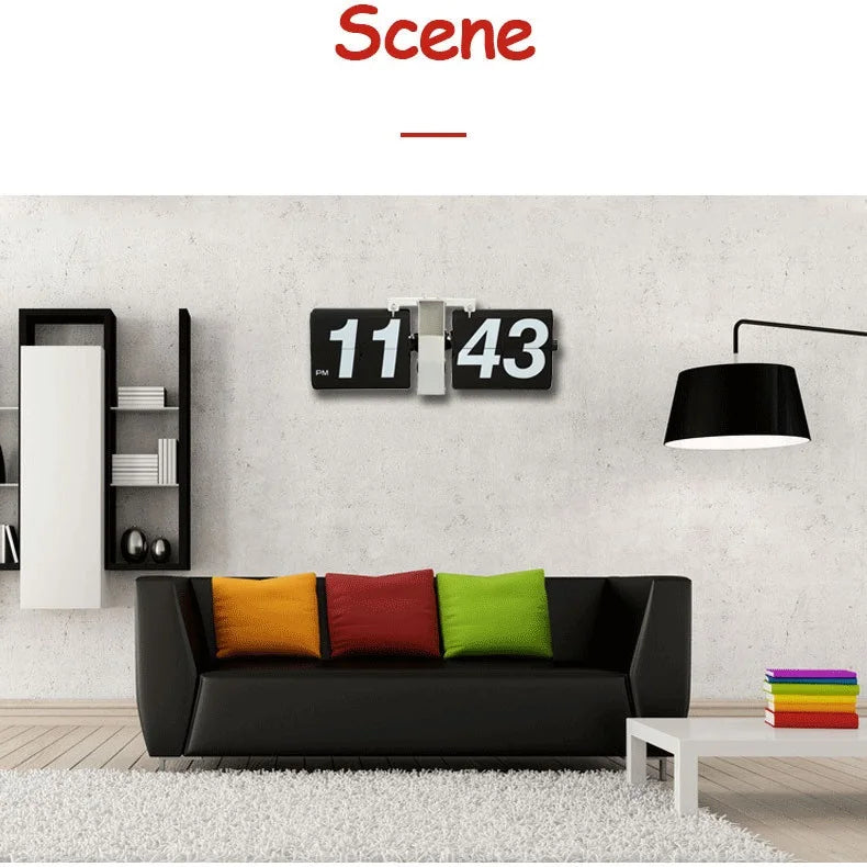 Wonderful European Retro Table Clock Mechanical Automatic Flip Clock Living Room Large DIY Home Wall Clock
