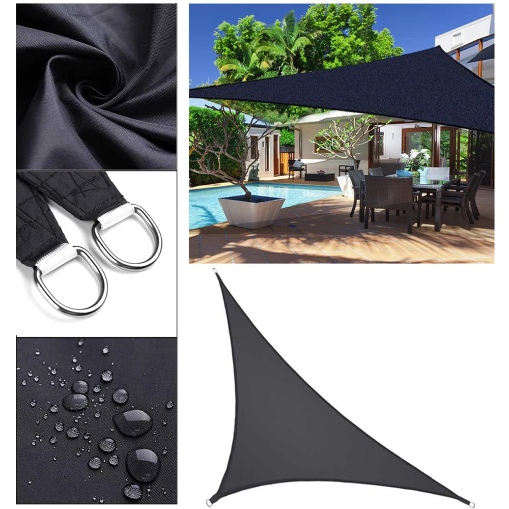 Black All size Waterproof Sun Shade Sail Square Rectangle Garden Terrace Canopy Pool Shade Triangle Camp Hiking Yard Awning
