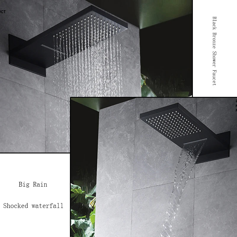 Thermostatic shower syste Waterfall Shower Faucet Concealed Shower r Wall Mounted Shower Column Hot And Cold Mixing Valve