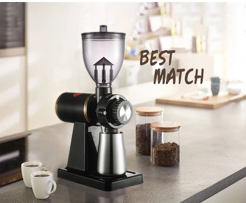 HiBREW 8 Settings Electric Coffee Bean Grinder for Espresso or American Drip coffee Durable Flat Burr  Die-casting Housing G1