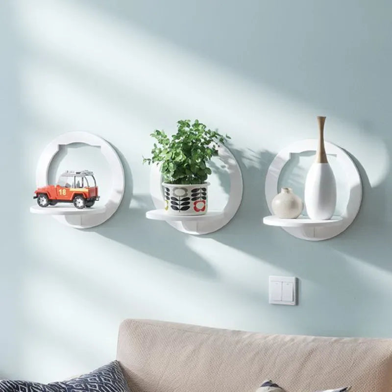 Wall shelf free punching wall-mounted TV background wall hanger bedroom balcony bedside wall creative flower pot stand
