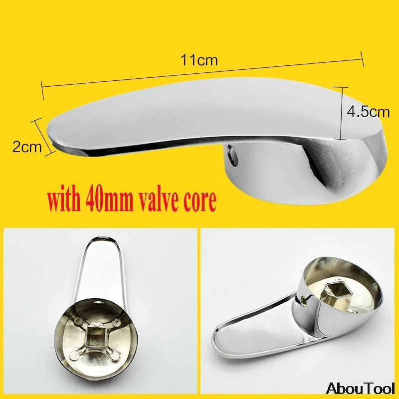 Bathroom Replacement Faucet Handle Chrome Plated Taps Accessories for 35mm/40mm Cartridge Spool Faucet Single Metal Lever Handle