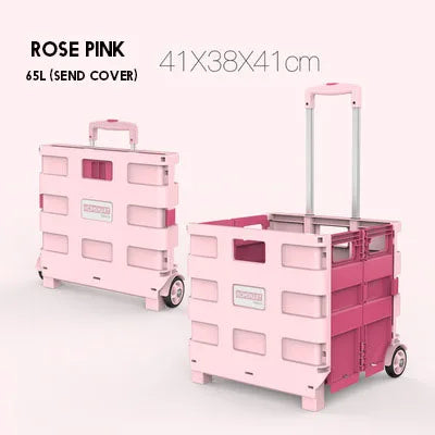 Supermarket Portable Folding Shopping Cart Grocery Shopping Cart 360 Degree Universal Wheel Plastic Trolley Cart Trolley
