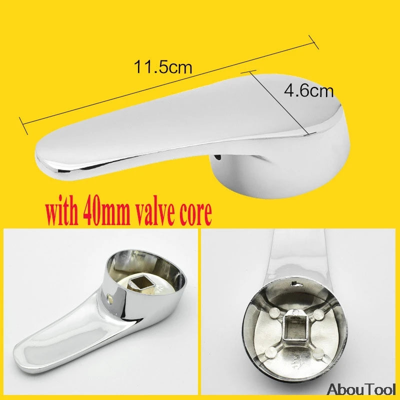 Bathroom Replacement Faucet Handle Chrome Plated Taps Accessories for 35mm/40mm Cartridge Spool Faucet Single Metal Lever Handle
