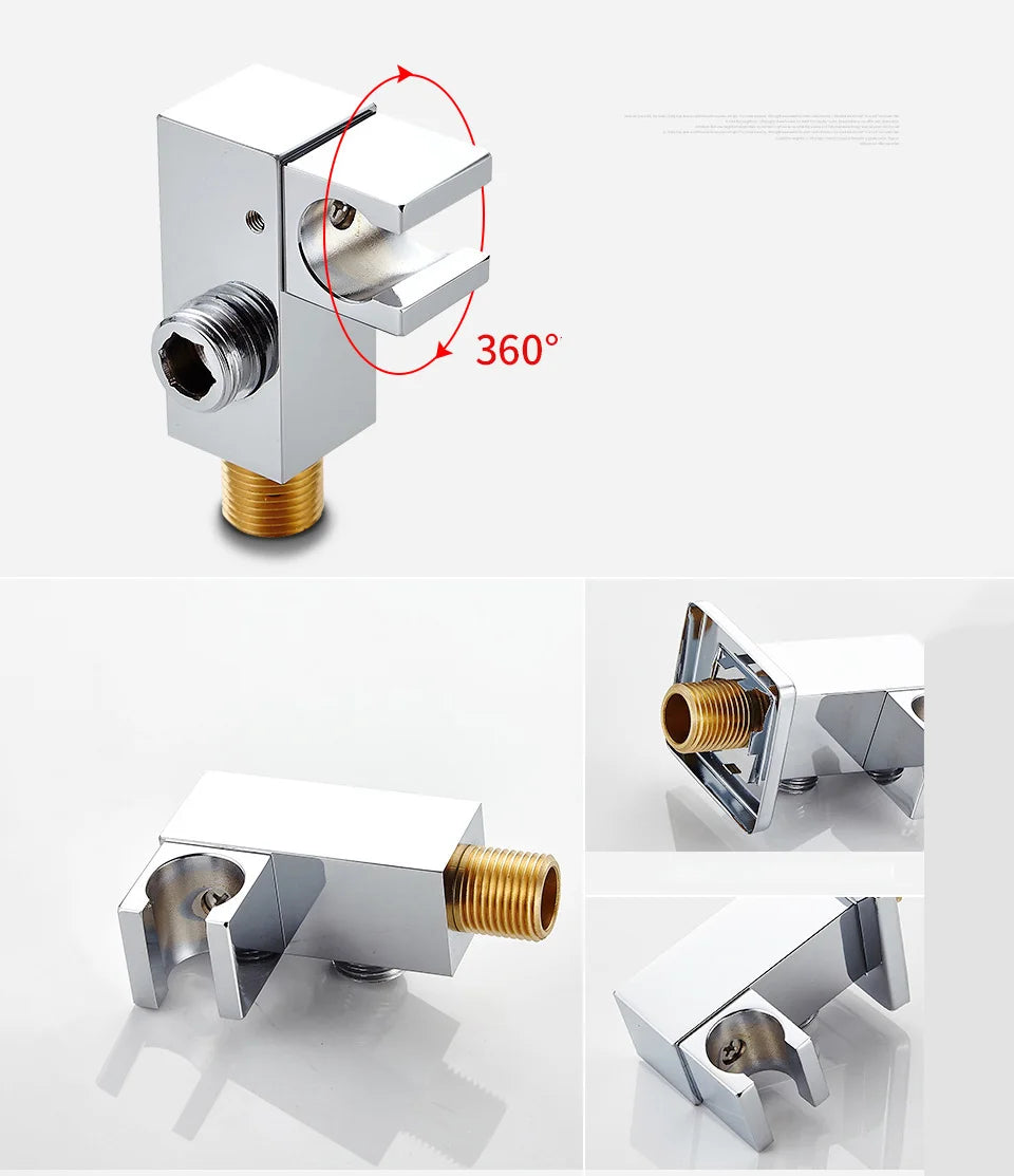 Poiqihy Chrome Shower Head Holder Handheld Shower Spray Bracket Wall Mounted Bidet Sprayer Holder Concealed Faucet Accessory