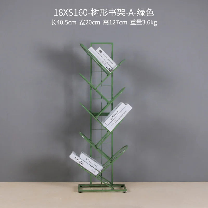 JOYLIVE 2021 New Creative Tree-shaped Iron Grid Bookshelf Storage Rack For Library Book Store Office Working Study Books Display