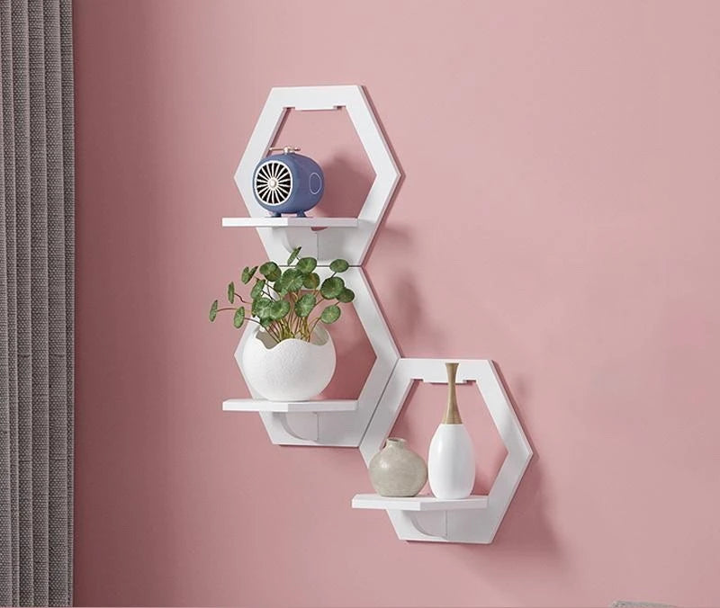 Wall shelf free punching wall-mounted TV background wall hanger bedroom balcony bedside wall creative flower pot stand