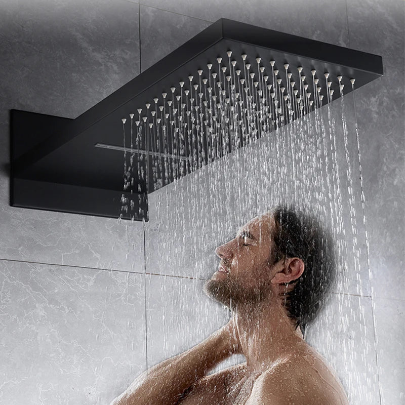 Thermostatic shower syste Waterfall Shower Faucet Concealed Shower r Wall Mounted Shower Column Hot And Cold Mixing Valve
