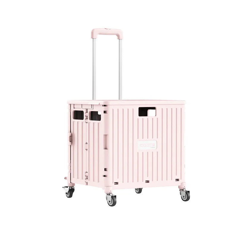 Supermarket Portable Folding Shopping Cart Grocery Shopping Cart 360 Degree Universal Wheel Plastic Trolley Cart Trolley