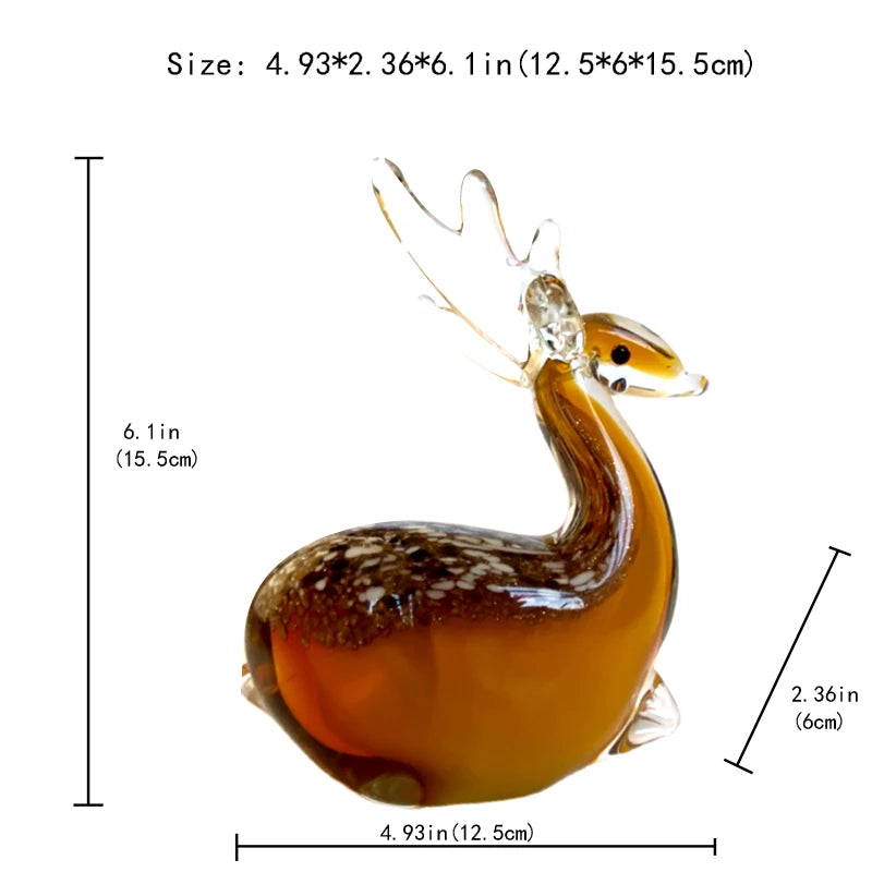 Handmade Crystal Sika Deer Figurines Hand Blown Glass Animal Craft Cute Pet Kids Gift Home Table Decor Christmas Ornament