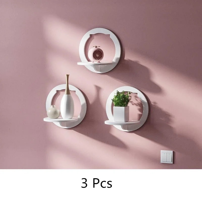Wall shelf free punching wall-mounted TV background wall hanger bedroom balcony bedside wall creative flower pot stand