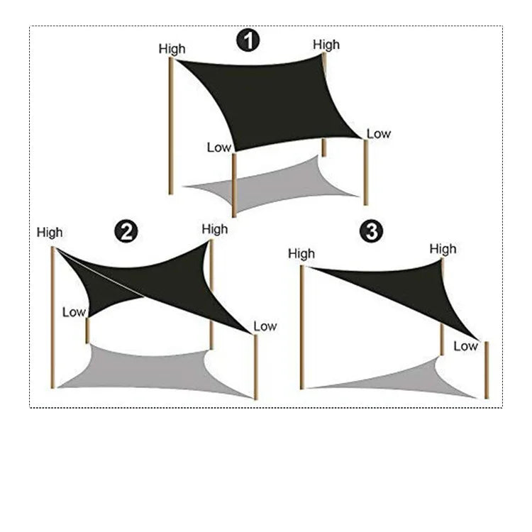 Black All size Waterproof Sun Shade Sail Square Rectangle Garden Terrace Canopy Pool Shade Triangle Camp Hiking Yard Awning