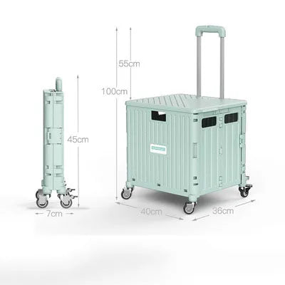 Supermarket Portable Folding Shopping Cart Grocery Shopping Cart 360 Degree Universal Wheel Plastic Trolley Cart Trolley