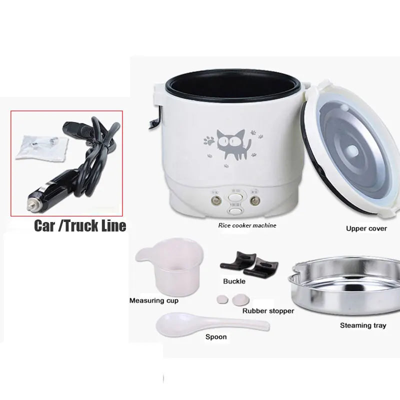 Car rice cooker 12v 24V 220V car home dual use self-driving portable rice cooker 24v truck smart rice cooker lunch box