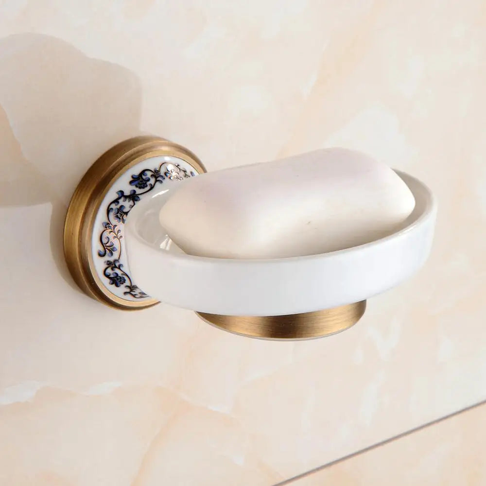 Antique Bronze Bathroom Accessories Sets Towel Shelf Towel Holder Toilet Paper Holder Rove Hook Ceramic Bathroom Products EL3100
