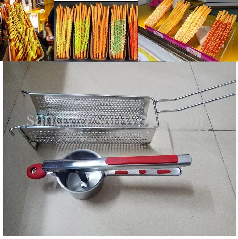 Manual press Fried Potato French Fries & Chips Cutter Dispenser Super Long French Fries Makers Machines long potato machine