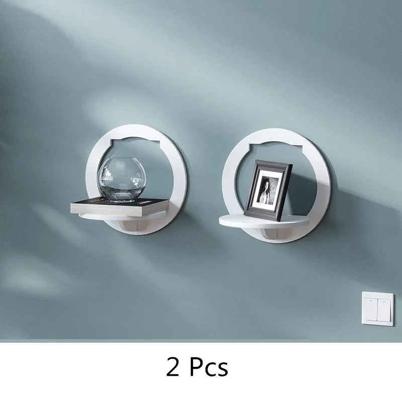 Wall shelf free punching wall-mounted TV background wall hanger bedroom balcony bedside wall creative flower pot stand