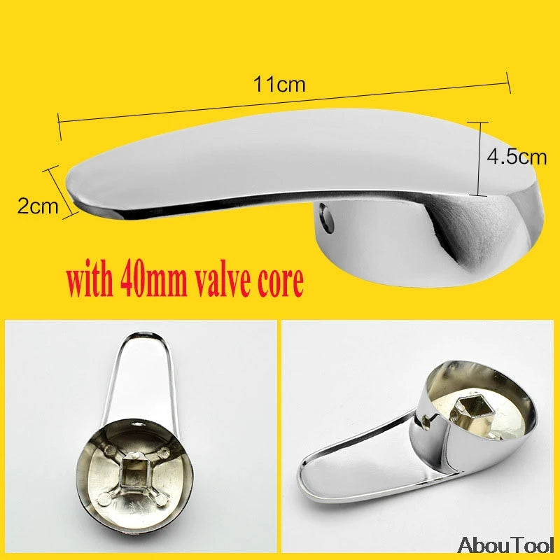 Bathroom Replacement Faucet Handle Chrome Plated Taps Accessories for 35mm/40mm Cartridge Spool Faucet Single Metal Lever Handle