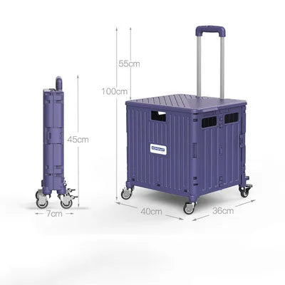 Supermarket Portable Folding Shopping Cart Grocery Shopping Cart 360 Degree Universal Wheel Plastic Trolley Cart Trolley