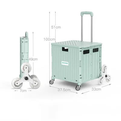 Supermarket Portable Folding Shopping Cart Grocery Shopping Cart 360 Degree Universal Wheel Plastic Trolley Cart Trolley