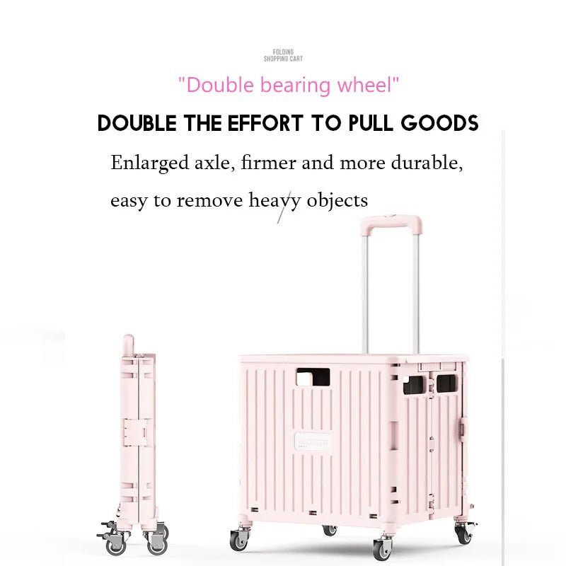 Supermarket Portable Folding Shopping Cart Grocery Shopping Cart 360 Degree Universal Wheel Plastic Trolley Cart Trolley