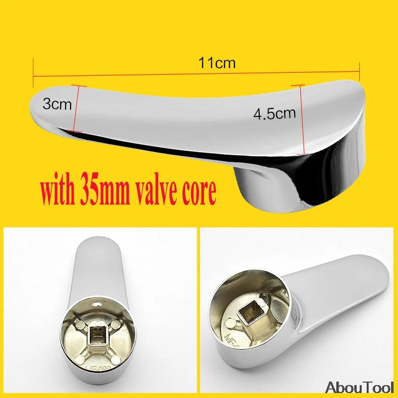 Bathroom Replacement Faucet Handle Chrome Plated Taps Accessories for 35mm/40mm Cartridge Spool Faucet Single Metal Lever Handle