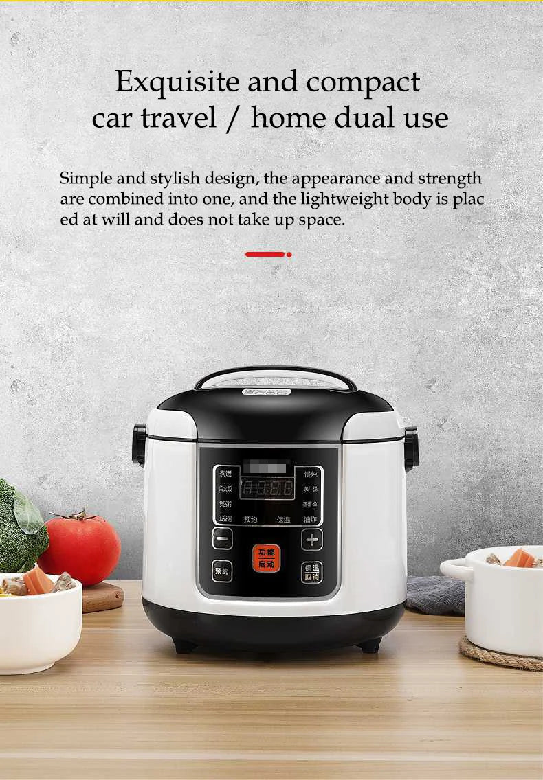 Car rice cooker 12v 24V 220V car home dual use self-driving portable rice cooker 24v truck smart rice cooker lunch box