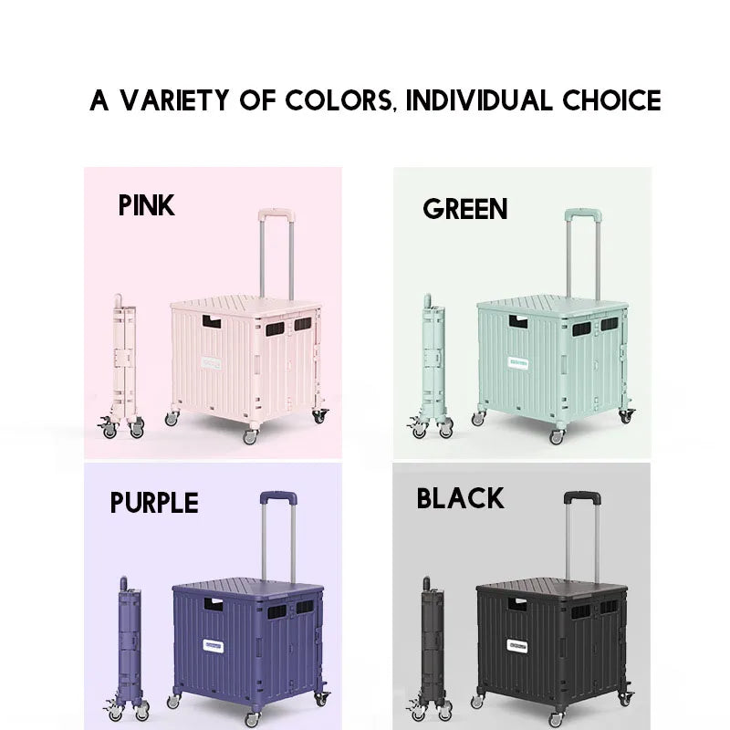 Supermarket Portable Folding Shopping Cart Grocery Shopping Cart 360 Degree Universal Wheel Plastic Trolley Cart Trolley