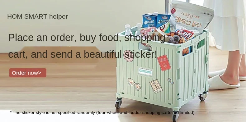 Supermarket Portable Folding Shopping Cart Grocery Shopping Cart 360 Degree Universal Wheel Plastic Trolley Cart Trolley