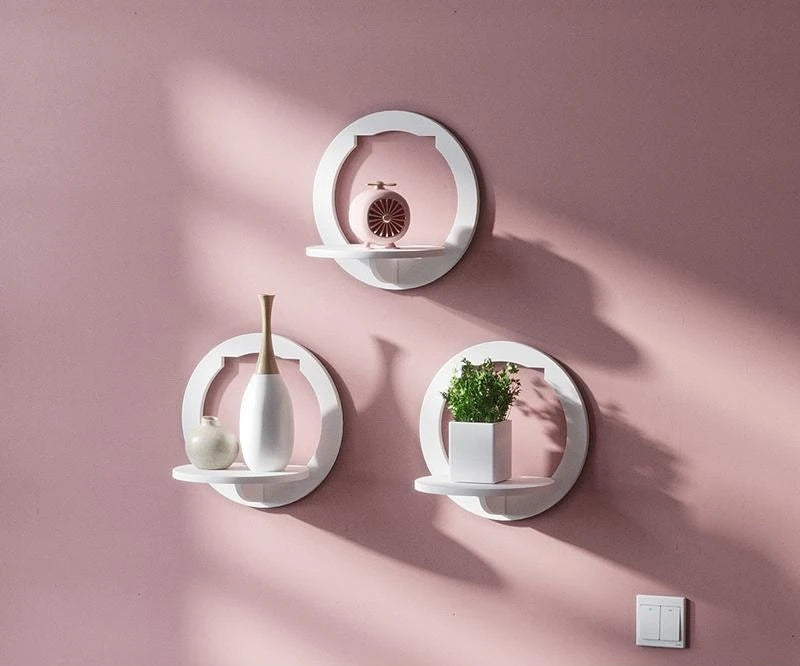 Wall shelf free punching wall-mounted TV background wall hanger bedroom balcony bedside wall creative flower pot stand