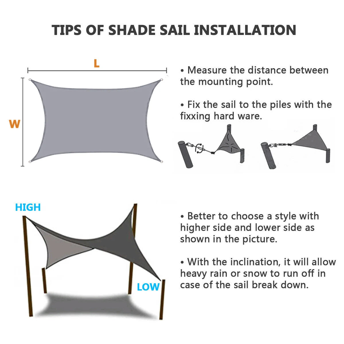 Black All size Waterproof Sun Shade Sail Square Rectangle Garden Terrace Canopy Pool Shade Triangle Camp Hiking Yard Awning