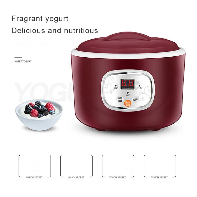1.0L Yogurt Maker Mini Automatic Yogurt Machine Household DIY Yogurt Tools Kitchen Rice Wine Natto Machine Stainless Steel Liner