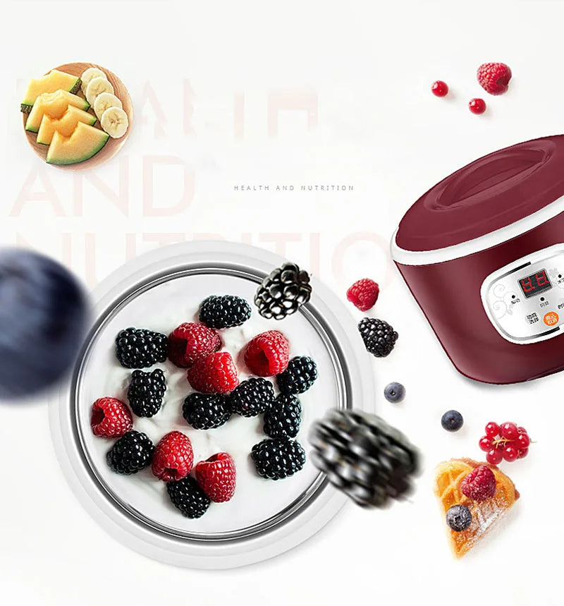 1.0L Yogurt Maker Mini Automatic Yogurt Machine Household DIY Yogurt Tools Kitchen Rice Wine Natto Machine Stainless Steel Liner