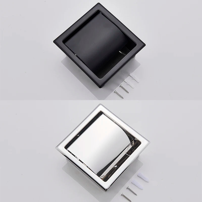 Bathroom Toilet Paper Holder 304 Stainless Steel Waterproof Roll Paper Box Black Tissue Box Holder Bathroom Hardware Accessories