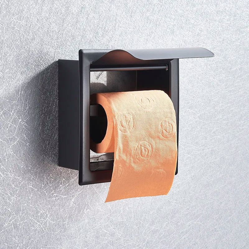 Bathroom Toilet Paper Holder 304 Stainless Steel Waterproof Roll Paper Box Black Tissue Box Holder Bathroom Hardware Accessories