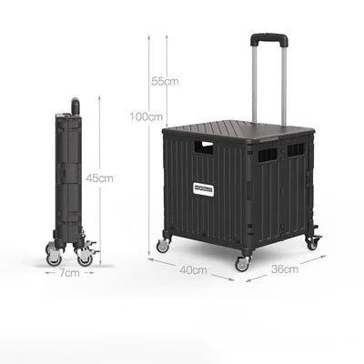 Supermarket Portable Folding Shopping Cart Grocery Shopping Cart 360 Degree Universal Wheel Plastic Trolley Cart Trolley