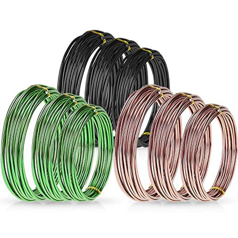 Hot Sale 9 Rolls Bonsai Wires Anodized Aluminum Bonsai Training Wire with 3 Sizes (1.0 Mm,1.5 Mm,2.0 Mm),Total 147 Feet