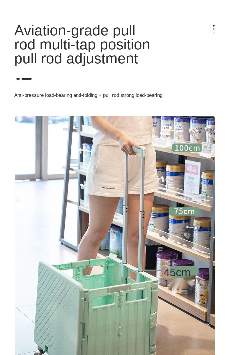 Supermarket Portable Folding Shopping Cart Grocery Shopping Cart 360 Degree Universal Wheel Plastic Trolley Cart Trolley